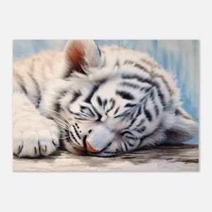 cucciolo di tigre bianca addormentato - POSTER A1, A2, A3 o A4