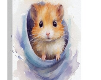 Wall Decoration - Cute Hamster Baby - Aquarell
