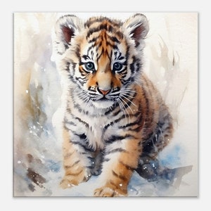 Wall Decoration gift  - cute baby Tiger - Aquarell style