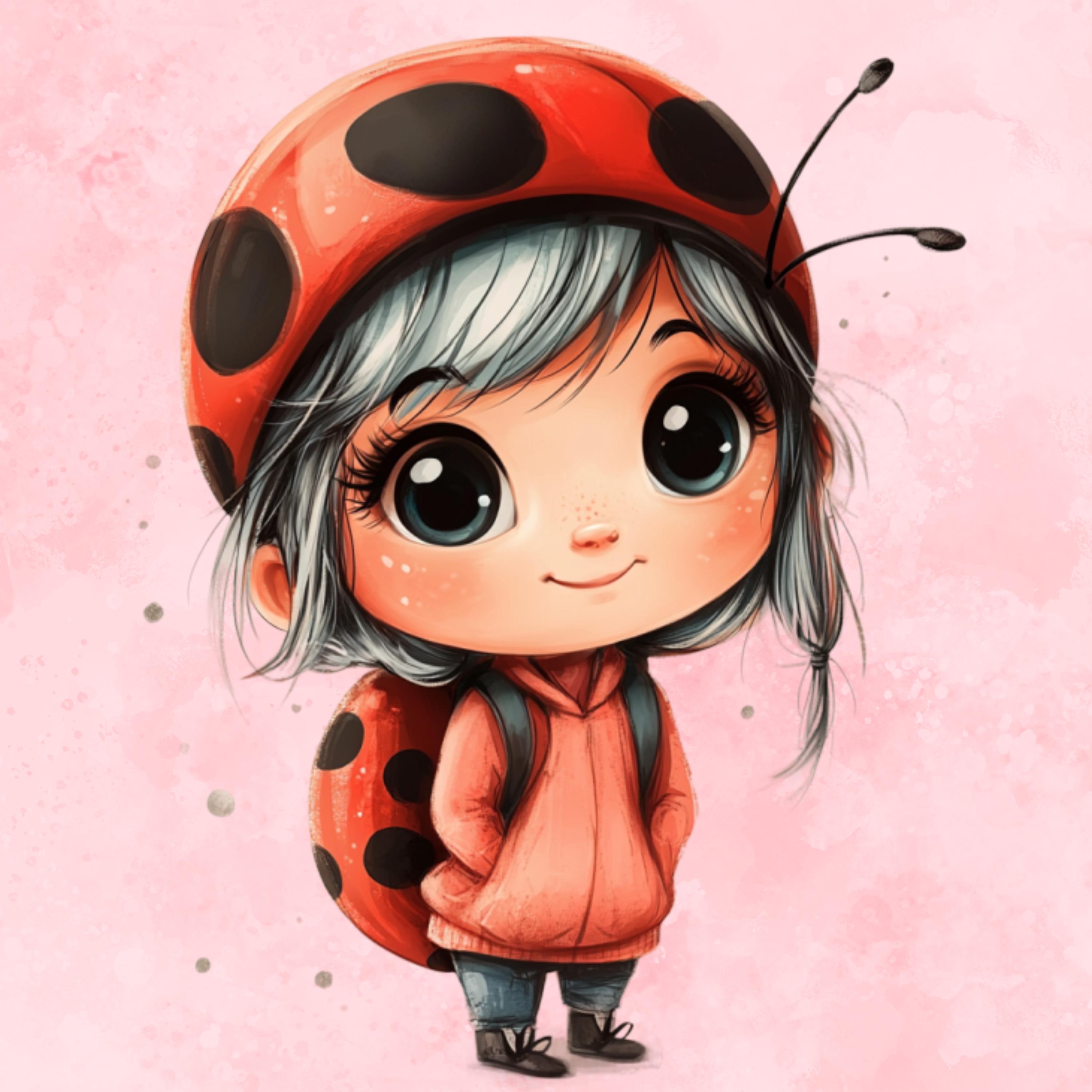 Watercolor Ladybug Girl Clipart – 4 PNG Bundle (digital Download) - Etsy