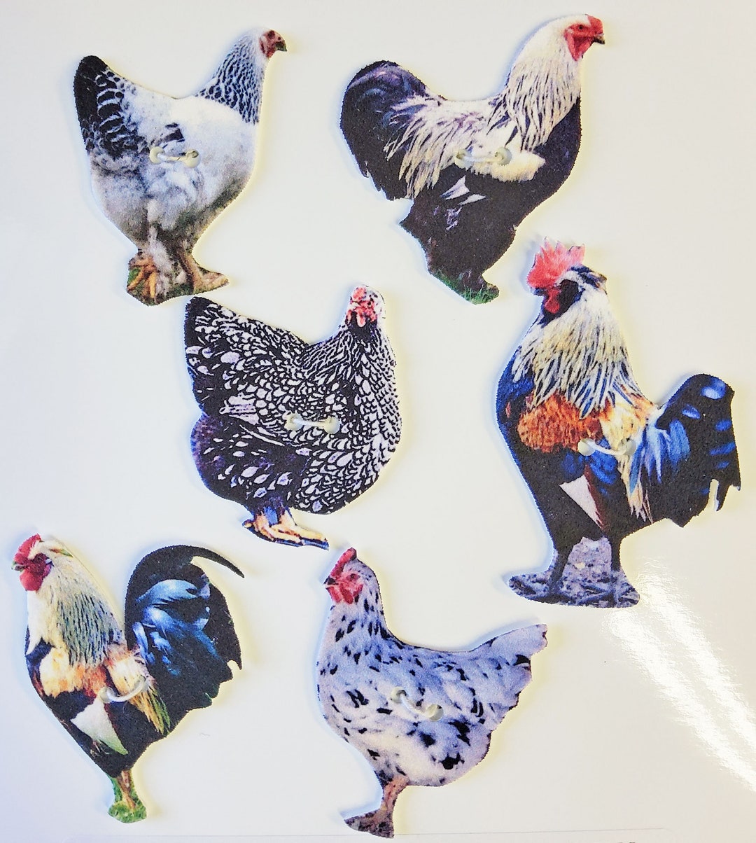 Poultry Buttons Roosters#2 Buttons - Set of 6 - Etsy