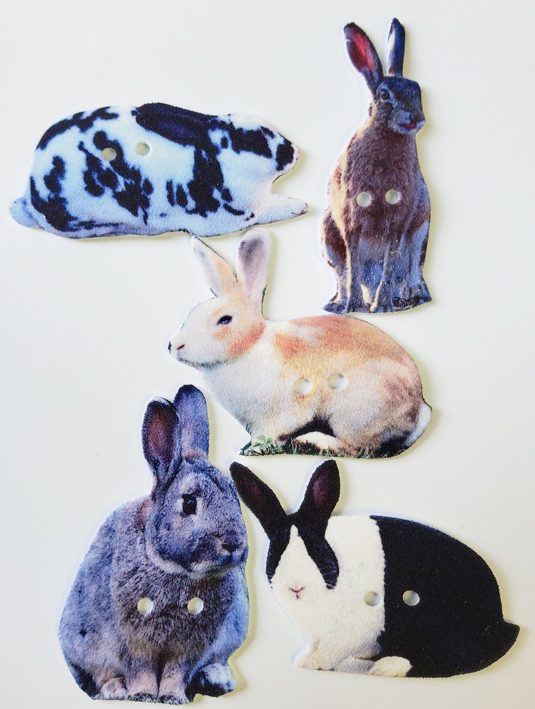 Rabbits #1 Buttons - Set of 5 - Etsy