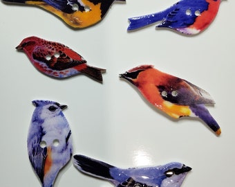 Bird Button #2 set of 6