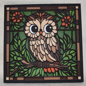 Stained glass Owl made with wood