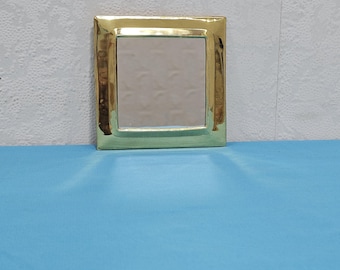 Espelho quadrado de latão marroquino feito à mão: estilo vintage minimalista
