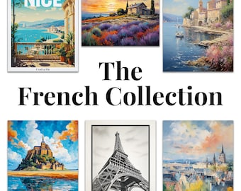 La collection française : 6 œuvres d'art numériques captivantes mettant en vedette la beauté de la France, téléchargement numérique, tirages d'art