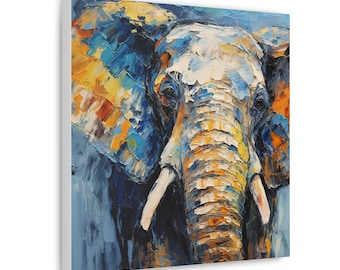 Impression sur toile éléphant - Art mural amateur d'éléphant - Cadeau pour amoureux de la nature - Décoration animalière - Décoration d'intérieur