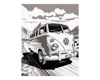 Roues intemporelles: style comique de transporteur classique Poster