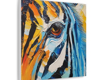 Impression sur toile Oeil de zèbre - Art mural pour amoureux de la faune - Cadeau pour amoureux de la nature - Décoration zèbre - Décoration d'intérieur