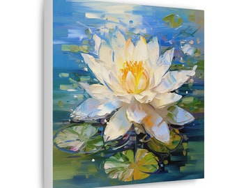 Belle impression sur toile lotus blanc - art mural floral - cadeau pour amoureux des fleurs - décoration nature - décoration de bureau à domicile