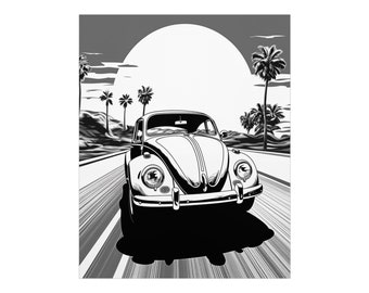 Roues intemporelles: Style comique Beetle classique Poster