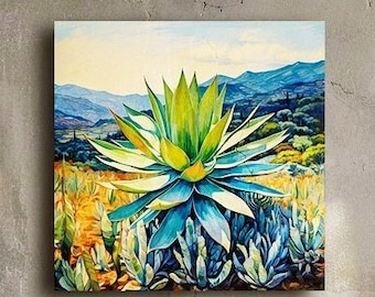 Impression sur toile agave cactus - art mural désert - cadeau pour amateur de cactus - décoration nature - décoration d'intérieur