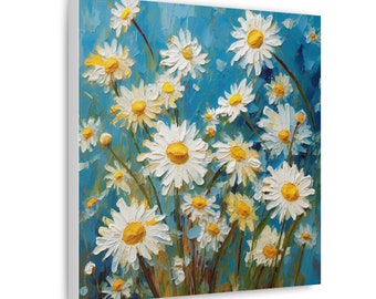 Impression sur toile marguerites - art mural amateur de fleurs - cadeau pour amateur d'art - décoration florale - décoration d'intérieur