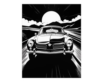 Roues intemporelles: style comique classique de Karmann Ghia Poster