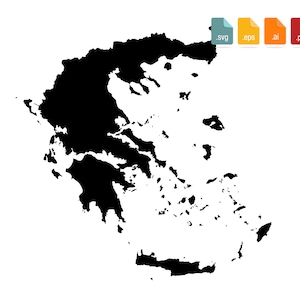 Griechenland Karte SVG, Hellas Karte SVG, Republik Griechenland, SVG, Eps, Ai, Pdf, Png, Jpg, Dxf, Cricut, Silhouette.