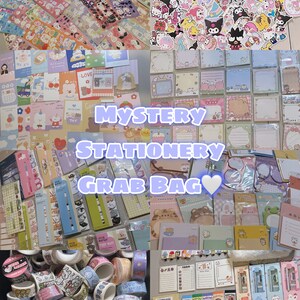 Kawaii Grab Bag Korean Stationery, Cute Mystery Box, Washi Tape, Stickers,  Memo, Pens, Pencil Case and Stationery Set 