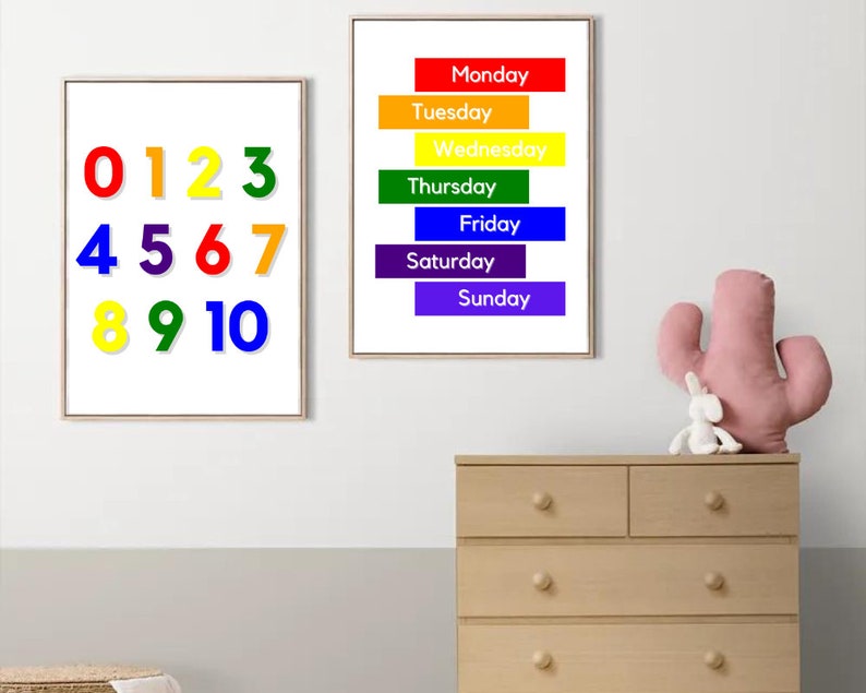 Rainbow Educational Poster Set 5 Posters Preschool Decor Etsy