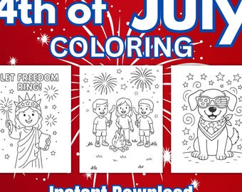 4th of July Coloring Book for Kids - Printable Patriotic Activity Pages - Independence Day Crafts, Fireworks, Flags, Family Fun, 22 Pages!