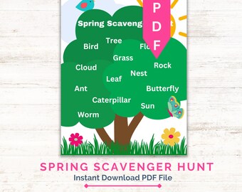 Cute Spring Scavenger Hunt Printable For Kids Nature Walk Outdoor Time