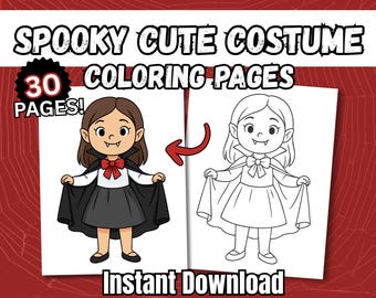 Spooky Cute Halloween Coloring Pages for Kids – 30 Costume Printables | Trick-or-Treat Activity Pack | Instant Download