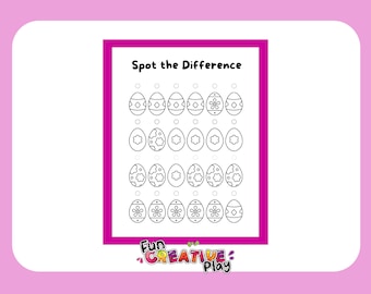 Easter Egg Spot the Difference Kids Printable Worksheet