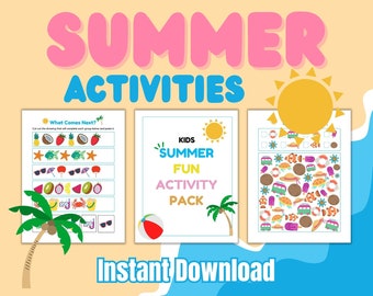 14 Summer Vacation Fun Activity Pack for Kids PDF Instant Download