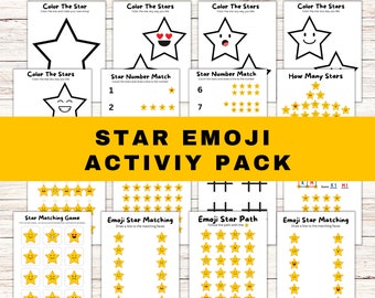 Star Emoji Activity Pack Printable Games For Car Rides, Vacation, or Everyday Fun!
