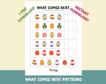 What Comes Next Pattern Easter Egg Printable For Kids