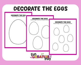 Decorate the eggs Easter egg coloring printable template craft for kids perfect for egg hunt!