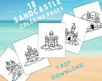 Summertime Sandcastle Coloring Page Bundle For Kids and Adults!