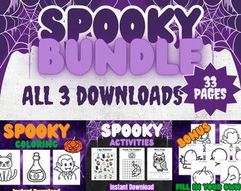 Spooky Halloween BUNDLE: All 33  Spooky Printable Activities and Coloring Pages For Kids