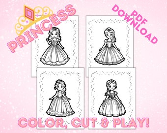 Princes Color, and Cut Printable Paper Dolls for Kid's Imaginative Play