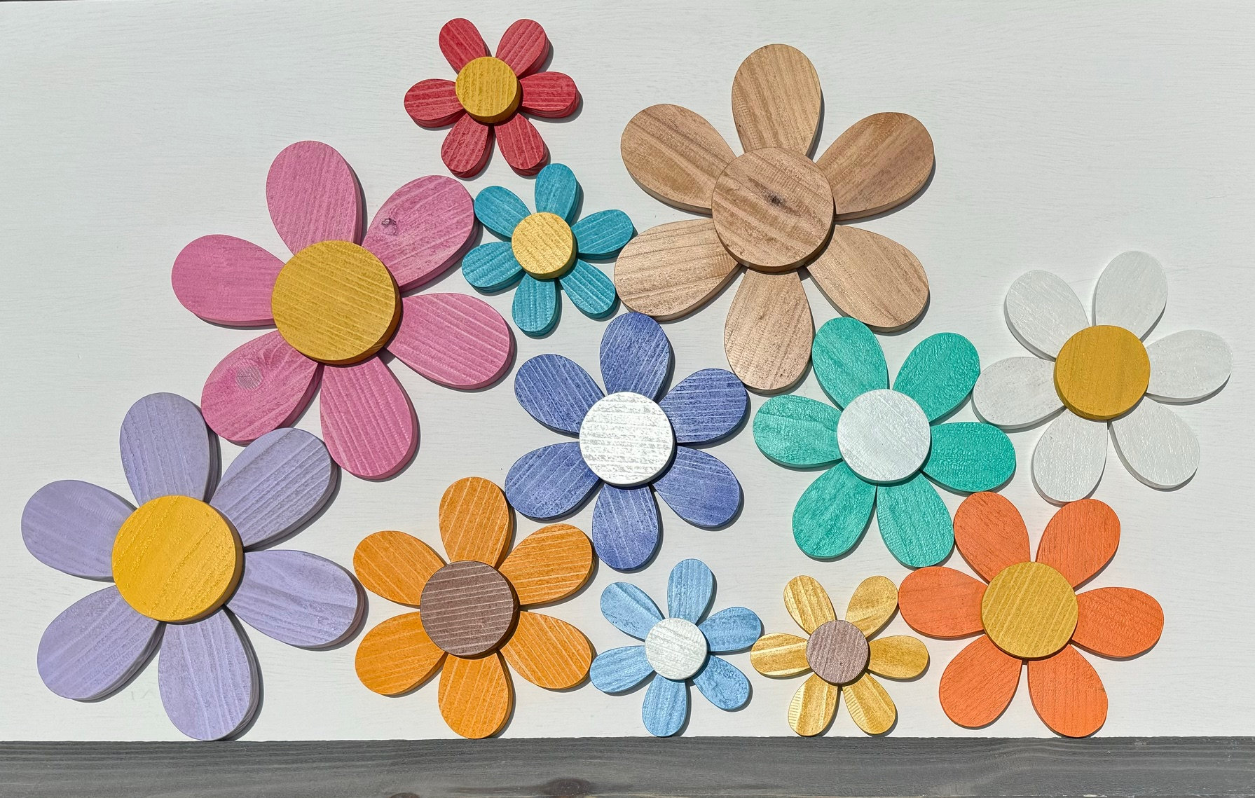 Wood Flowers for Home & Garden Wall Flower Yard Art Painted