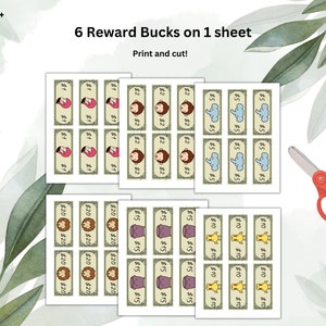 Editable Kids Reward Bucks, Printable, Mom Bucks, Editable Chore Chart for Kids, Reward Chart ...