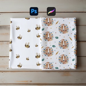 2 Folded Fabric Sheets Mockup Textile Mockup Seamless pattern mockup pattern template procreate mockup photoshop mockup Easy to Use Mockup