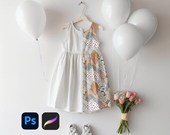 Kids Dress mock-up Photoshop mockup Procreate mockup Realistic Children's clothing mock-up Realistic Dress mockup Toddler dress mockup