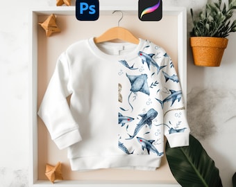 Boys Sweatshirt Mockup Kids Clothing Mock-up Childrens Jumper Mockup Seamless Pattern Mockup Procreate Mockup Photoshop Mockup Baby