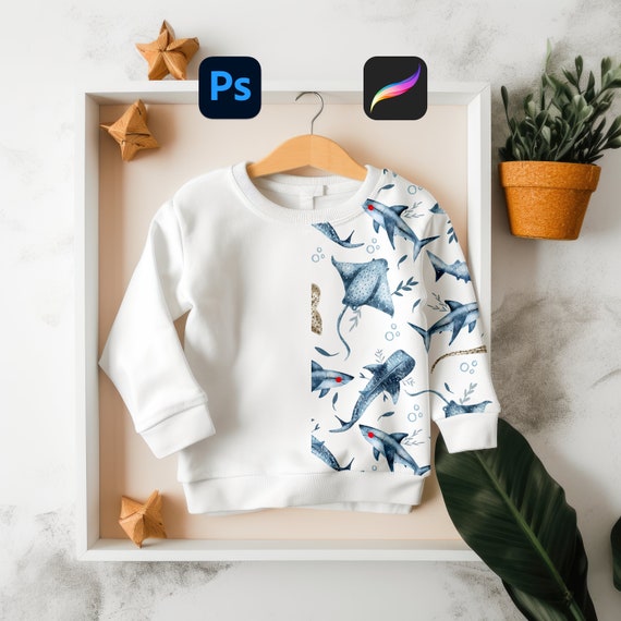 Boys Sweatshirt Mockup Kids Clothing Mock-up Childrens Jumper Mockup Seamless Pattern Mockup Procreate Mockup Photoshop Mockup Baby