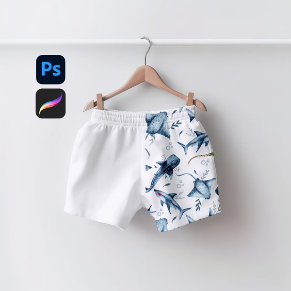 Kids Shorts Mockup Photoshop mock-up Procreate mockup Kids bummies mockup swimming trunks Realistic Shorts mockup Baby Shorts Mockup