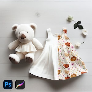 Maquette de robe pour filles Maquette de vêtements pour enfants Maquette de robe pour enfants Maquette de modèle sans couture Maquette de procréer Maquette Photoshop Maquette de bébé fille