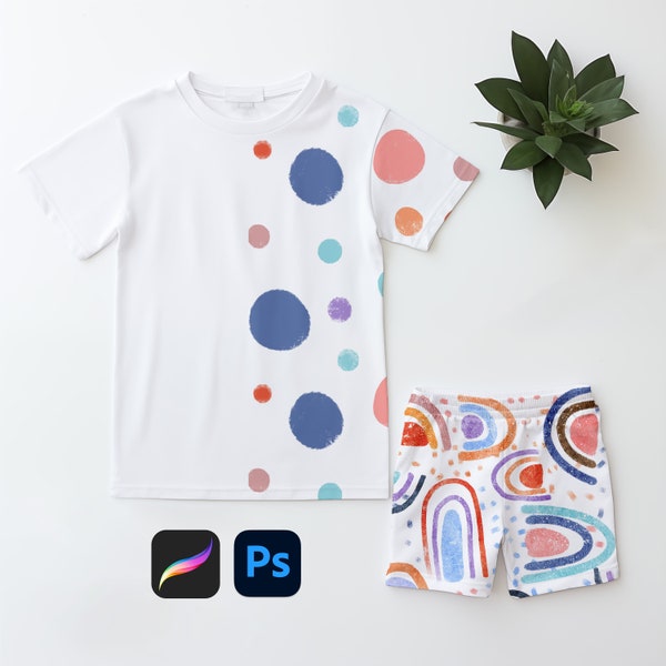 Kids Tshirt and Shorts Mockup tenue complète pour enfants shorts pour enfants Seamless Pattern Procreate Mockup Photoshop Mockup 2 pièces ensemble de vêtements