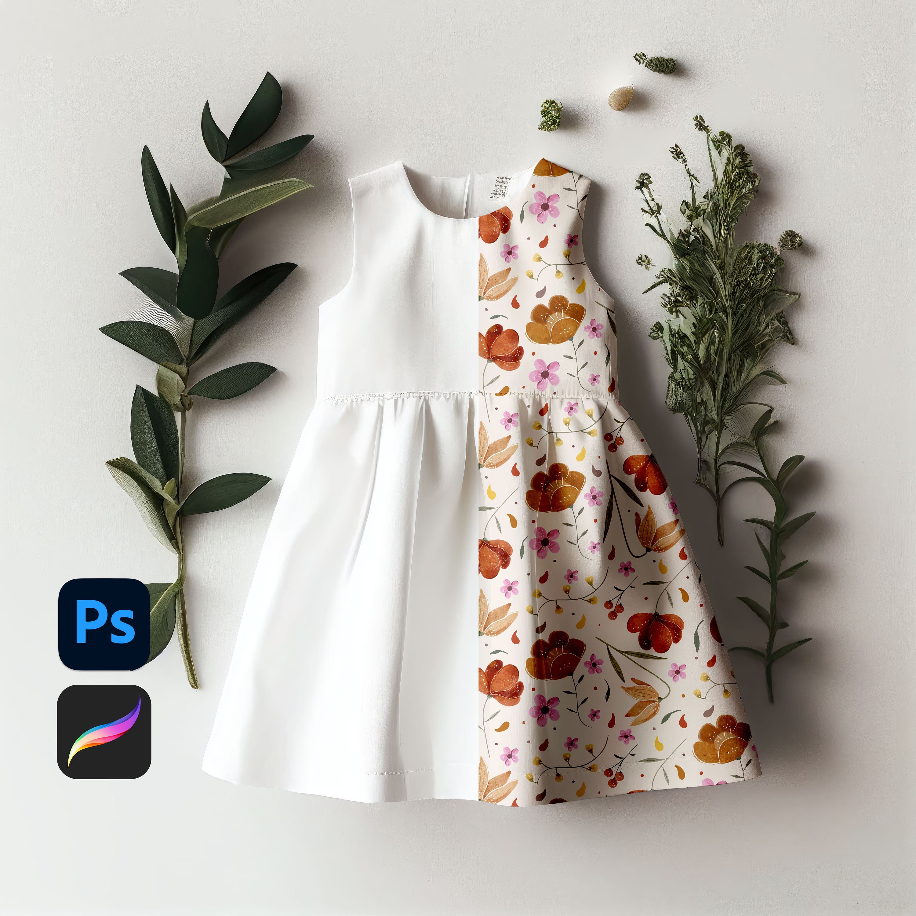 Girls Dress Mockup Kids Clothing Mock-up Childrens Dress Mockup Seamless Pattern Mockup Procreate Mockup Photoshop Mockup Baby Girl