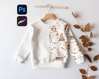 Kids Sweatshirt Mockup Kids Clothing Mock-up Childrens Jumper Mockup Seamless Pattern Mockup Procreate Mockup Photoshop Mockup Baby