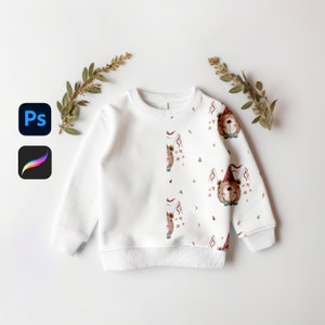 Kinder Sweatshirt Mockup Kinderkleidung Mock-up Kinderpullover Mockup Nahtloses Muster Mockup Procreate Mockup Photoshop Mockup Baby