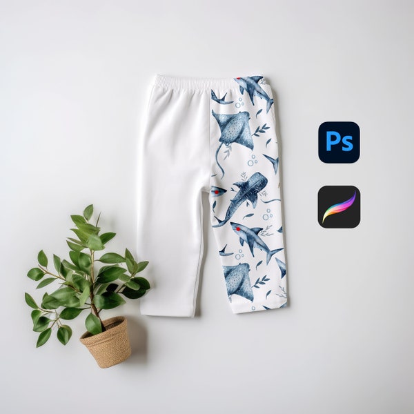 Kinder Leggings Mockup Photoshop Mock-up Procreate Mockup Kinder Hose Mockup Kleidung Mock-Up Realistisches Hosen Mockup Baby Hose Mockup