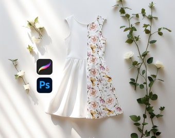 Kids Dress mockup Photoshop mockup Procreate mockup Realistic mockup template Realistic Dress mockup Toddler dress mockup pinafore