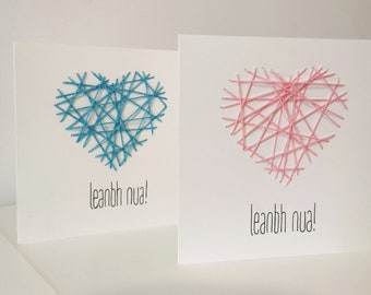 Leanbh Nua - New Baby | Irish baby cards, cárta Gaeilge, cards in Irish, handmade cards  | fia beag fiabeag