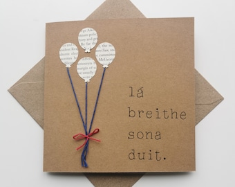 Breithlá Sona Duit - Birthday Card - Balloon | Irish Birthday cards, Cárta Gaeilge, cards in Irish, handmade cards  | fia beag fiabeag