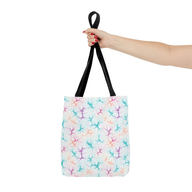 Tote Bag met Synapse-patroon - Unieke all-over print, duurzaam polyester, op wetenschap geïnspireerde strand- en stadstas afbeelding 7