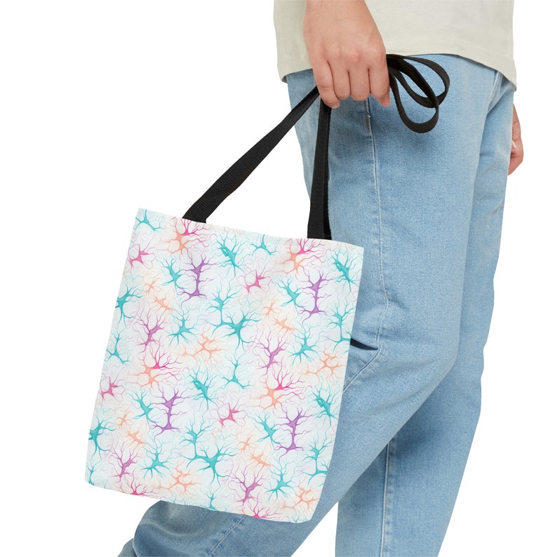 Tote Bag met Synapse-patroon - Unieke all-over print, duurzaam polyester, op wetenschap geïnspireerde strand- en stadstas afbeelding 8
